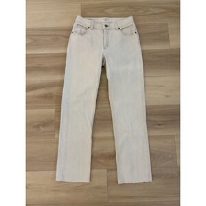 Riders by Lee Womens Cream High Rise Straight Leg Raw Hem Jeans B30H182 12 M